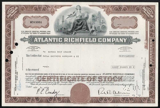 Atlantic Richfield Company Stock Certificate