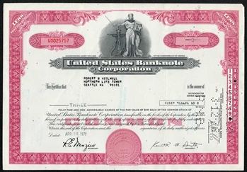 United States Banknote Corporation Stock Certificate