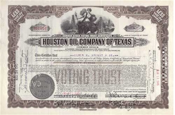Houston Oil Company of Texas Stock Certificate