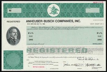 Anheuser-Busch Companies Inc. Specimen Note Certificate