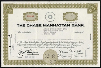 Chase Manhattan Bank Stock Certificate