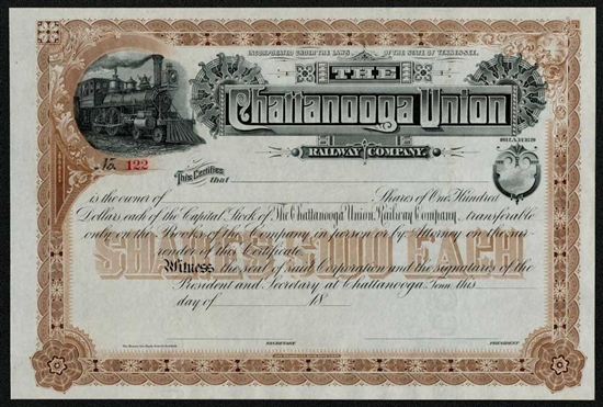 Chattanooga Union Railway Co Stock Certificate