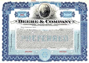 John Deere Stock Certificate - Specimen