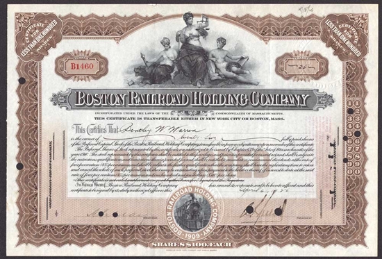Boston Railroad Holdings Company Stock Certificate