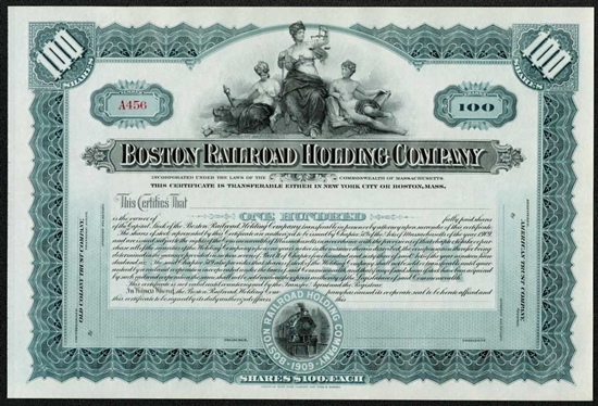 Boston Railroad Holdings Company Stock Certificate