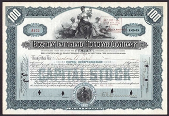 Boston Railroad Holdings Company Stock Certificate