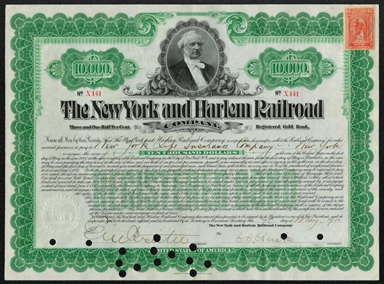 New York and Harlem Railroad Company Bond Certificate