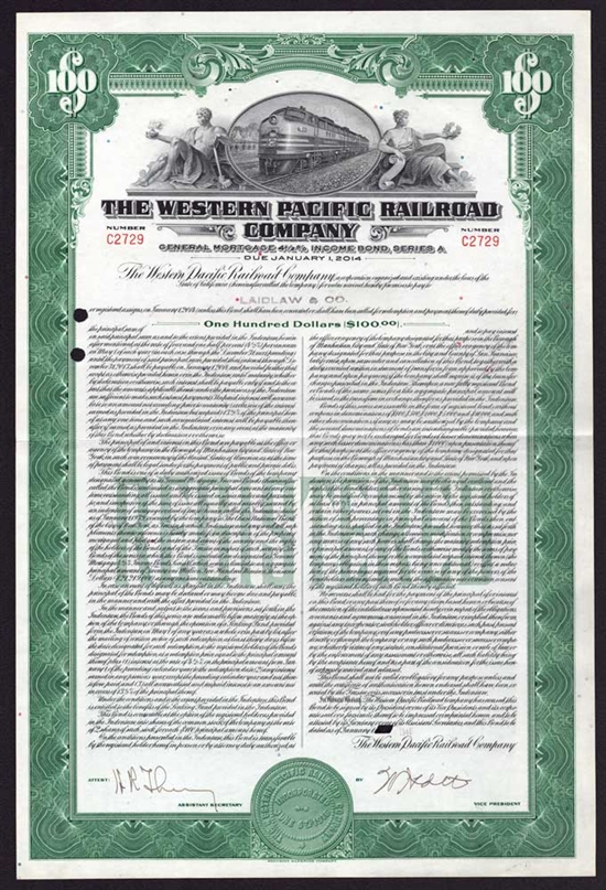Western Pacific Railroad Company Bond - 1940s