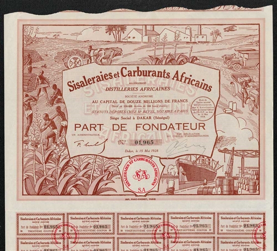 African Distillery Bond Certificate 1928