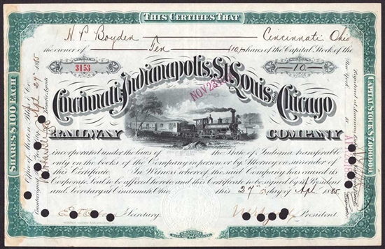 The Cincinnati, Indianapolis, St. Louis, & Chicago Railway Co - 1885