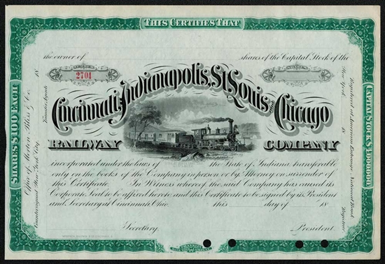 The Cincinnati, Indianapolis, St. Louis, & Chicago Railway Company - 1800s