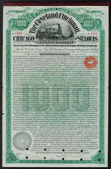 Cleveland, Cincinnati, Chicago, & St. Louis Railway Gold Bond