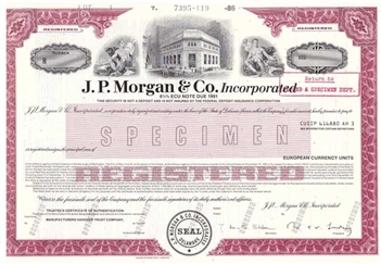 J.P. Morgan Bond Certificate - Specimen