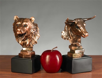 Bull and Bear Bust Combo Statue