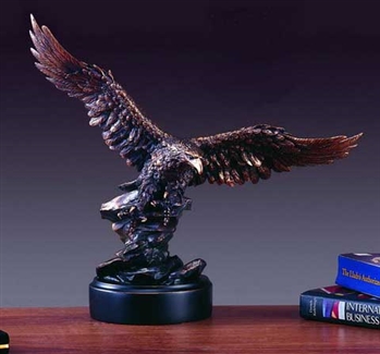 15" Soaring Eagle Statue Bronze Finish Figurine