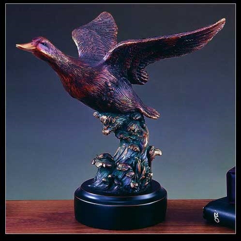 9" Flying Duck Statue - Bronzed Sculpture