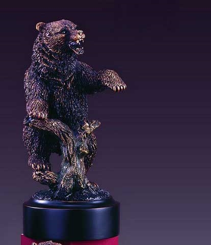 7" Pawing Bear Statue - Bronzed Figurine