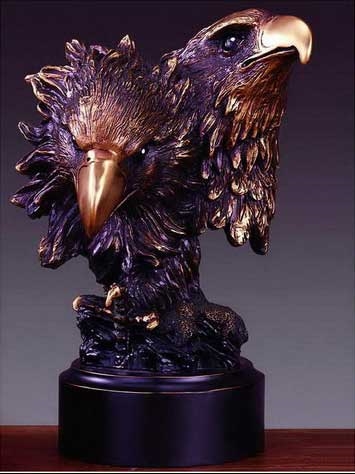 Bronze Finished Double Eagle Head Statue Figurine