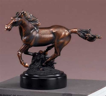 10.5" Running Horse Statue - Bronzed Sculpture