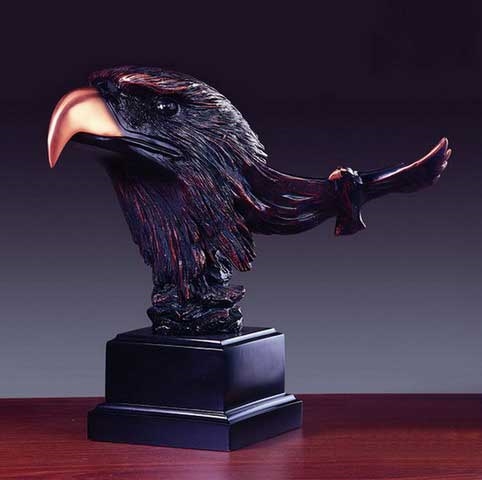 10" Bronze Finish Eagle Head Figurine - Statue