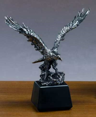 13" Antique Silver Finish Eagle Statue - Figurine
