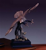 14" Eagle Soaring Bronze Finished Statue - Sculpture