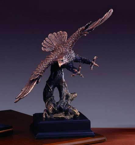 14" Eagle Soaring Bronze Finished Statue - Sculpture