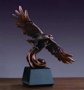 12" Bronze Finish Bald Eagle on Water Statue - Figurine