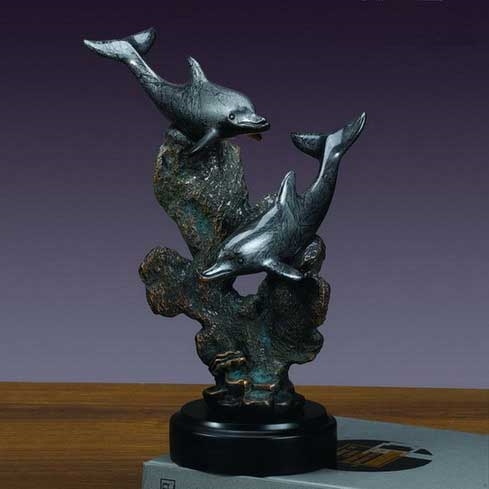 10.5" Playing Dolphin Statue - Sculpture