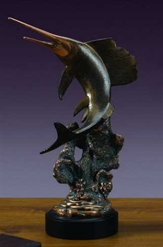 18.5" Large Swordfish Sculpture - Bronzed Statue