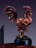 8" Rooster Statue - Bronzed Figurine