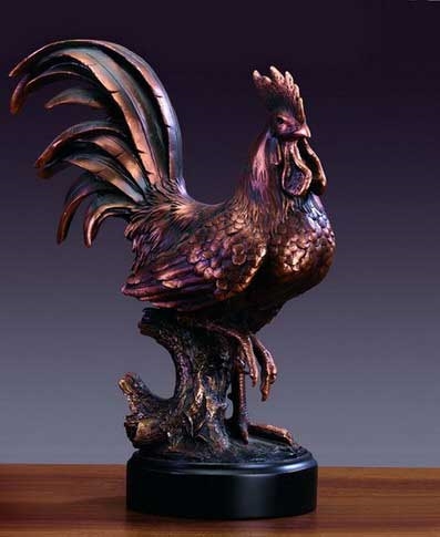 14" Large Rooster Statue - Rooster Sculpture