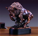 12.5" Charging Buffalo Statue - Bronzed Sculpture