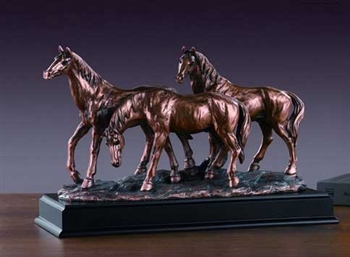 14.5" Grazing Horses Statue - Bronzed Sculpture