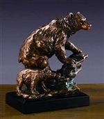 9.5" Bear with Cub Statue - Bronzed Sculpture