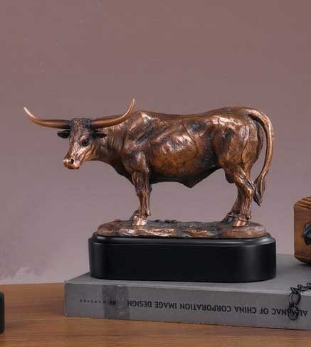 Antique Bronzed Cast Metal/Iron Longhorn Steer/Bull Statue retailer from Corpus Christi