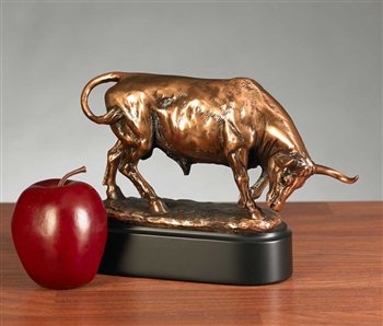 Charging Stock Market Bull Statue - Bronzed Sculpture