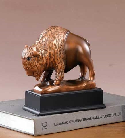 7" Buffalo Statue - Bronzed Sculpture