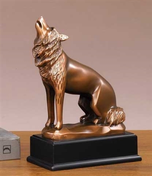 9" Wolf Statue - Bronzed Sculpture