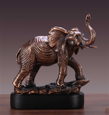 12" Proud Elephant Statue - Bronzed Sculpture