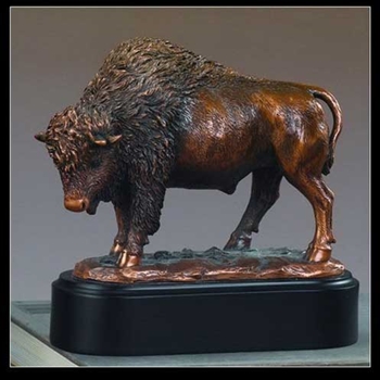 7" Proud Buffalo Statue - Bronzed Sculpture