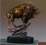 12" Large Buffalo Statue - Bronzed Sculpture