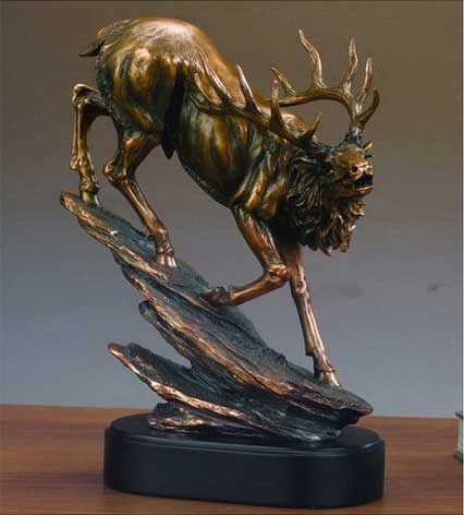 12.5" Large Elk Statue - Bronzed Sculpture