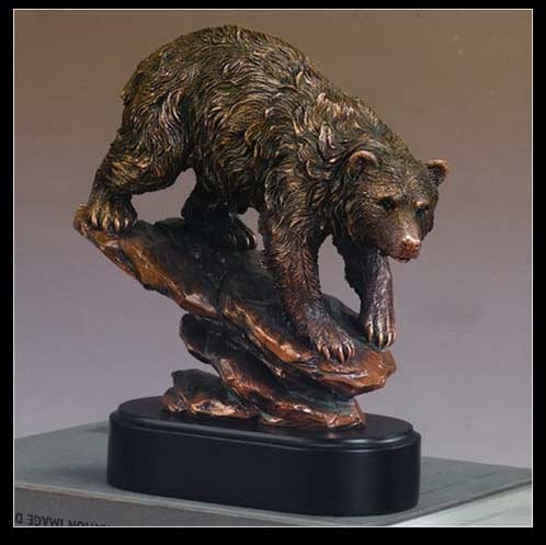 9.5" Bronze Finished Bear Statue - Sculpture