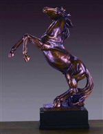 20" Large Rearing Horse Statue - Bronzed Sculpture