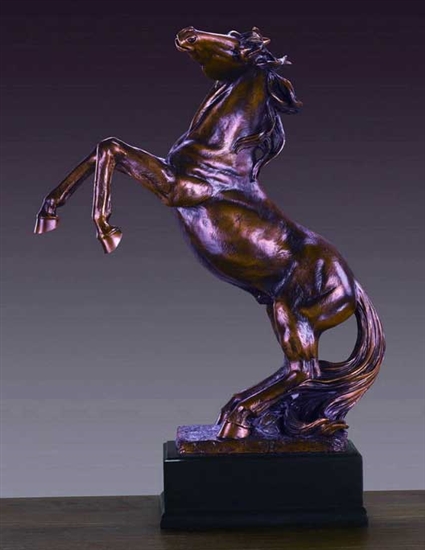 20" Large Rearing Horse Statue - Bronzed Sculpture