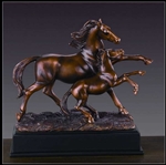 10" Mare and Foal Horse Statue - Bronzed Sculpture