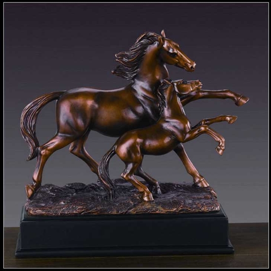 10" Mare and Foal Horse Statue - Bronzed Sculpture