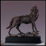 13" Large Howling Wolf Statue - Bronzed Sculpture