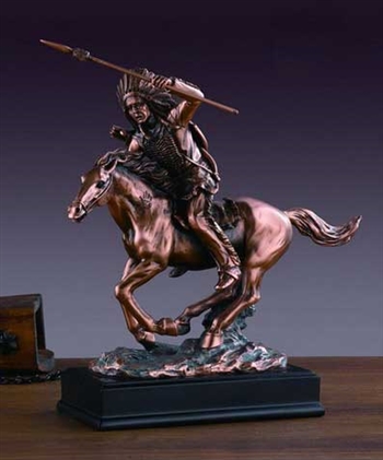 11" Bronze Finished Indian Chief on Horse Statue - Figurine